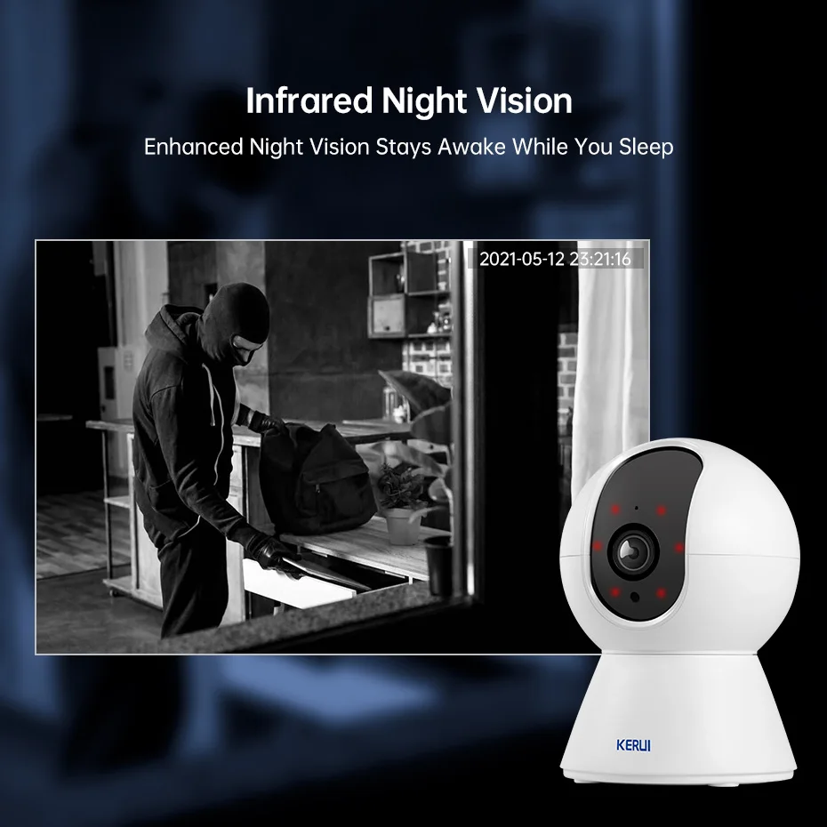 KERUI Cámara IP WiFi Inteligente Inalámbrica para Interiores K259 de 5MP, Cámara de Vigilancia CCTV para Seguridad del Hogar, Seguimiento Automático, Visión Nocturna IR