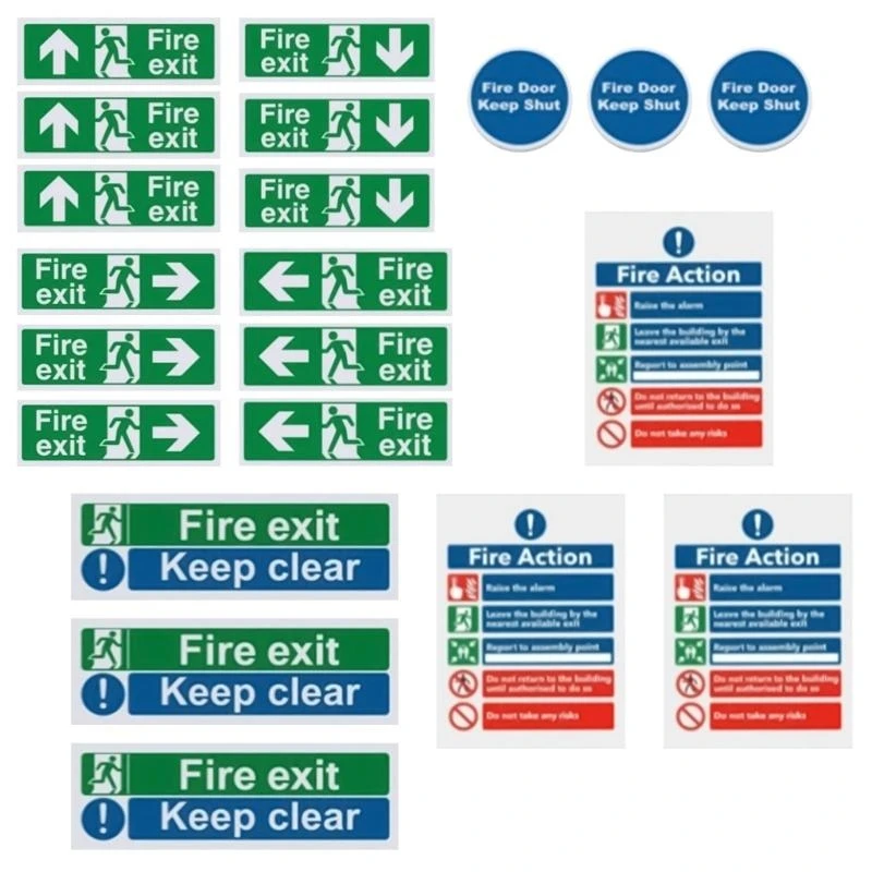 

N2UB Weatherproof Exits Signs Sticker RIGHT LEFT UP DOWN Safety Signs Emergency Escape Signage Notice Sign