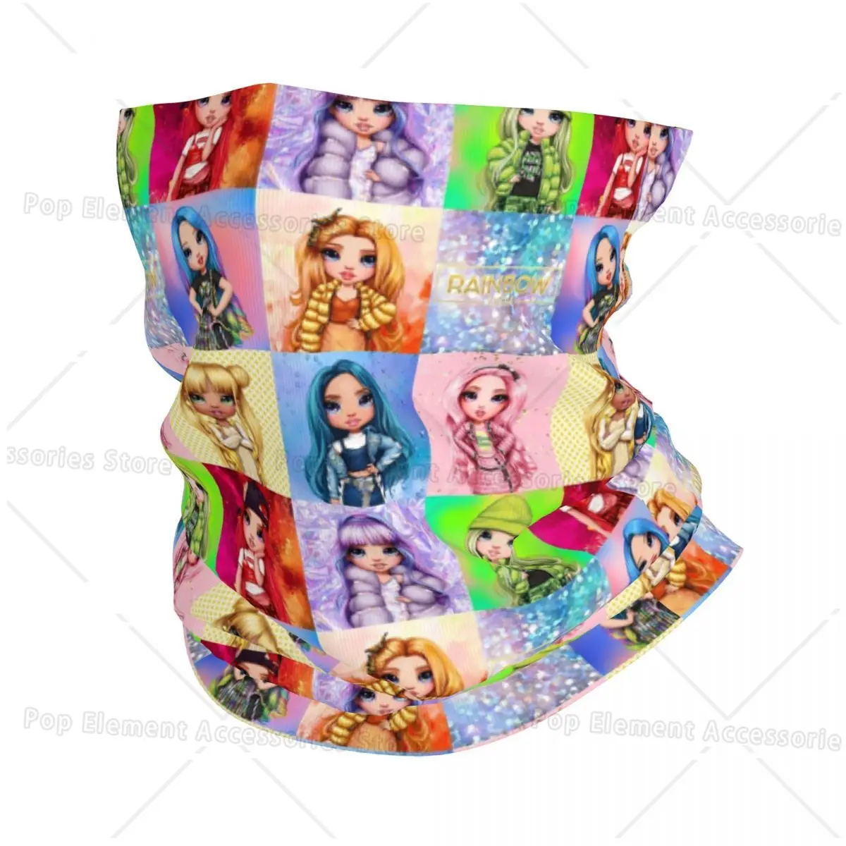 레인보우 하이 글리터 인형 겨울 머리띠, 목 워머, 하이킹 캠핑 튜브 스카프, 얼굴 반다나 각반, 여성 남성