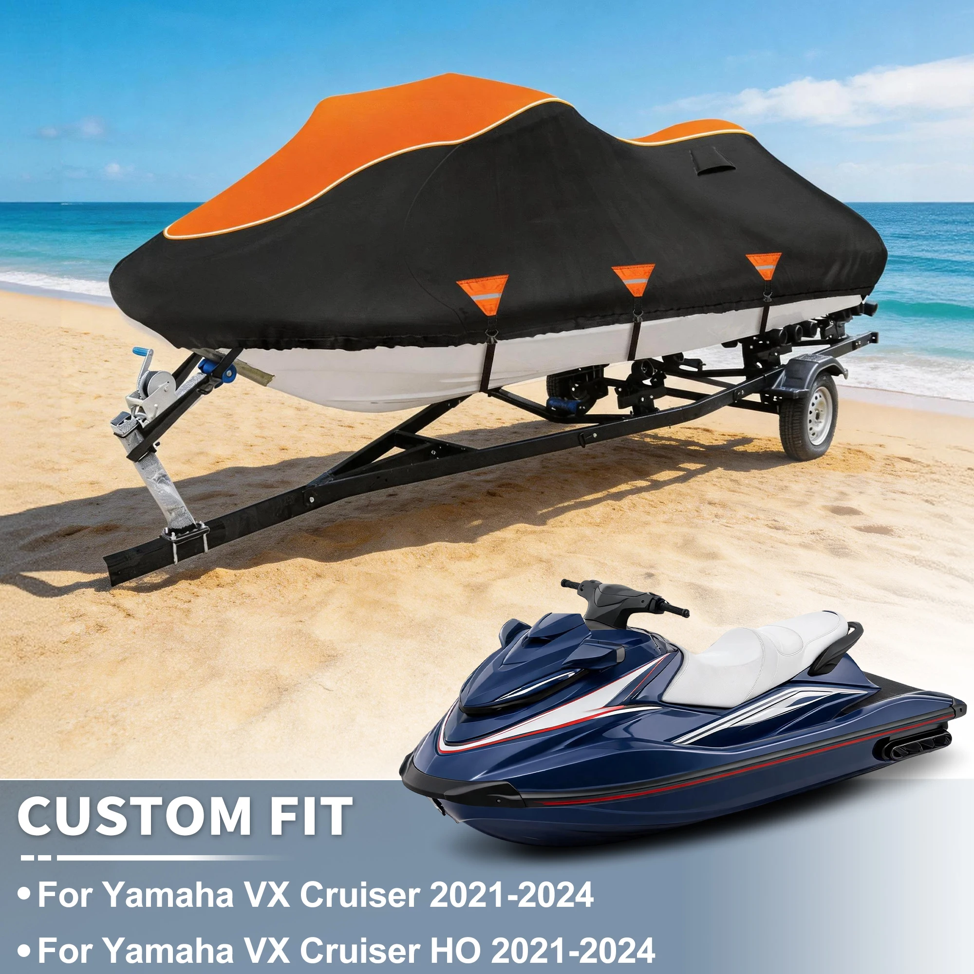 Uxcell Waterproof Yacht Cover For Jet Ski Cover Custom 420D Oxford Anti-UV Cover For Yamaha VX Cruiser Cruiser HO 2021-2024