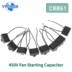 5PCS CBB61 Fan Capacitor 450V 0.8uF 1uF 1.2uF 1.5uF 2.0uF 3.0uF 4.0uF 4.5uF 5.0uF 6.0uF 7.0uF 8.0uF 10uF Starting Capacitors Kit