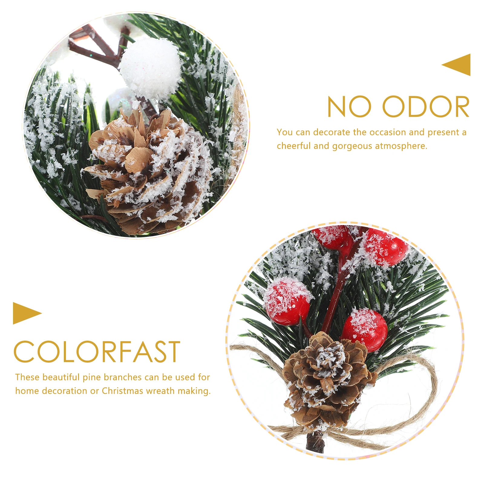 

8pcs Tree naments Pine Tree Branches Artificial Plant Christmas Pine Pick Bright Colors Quality Home Decor