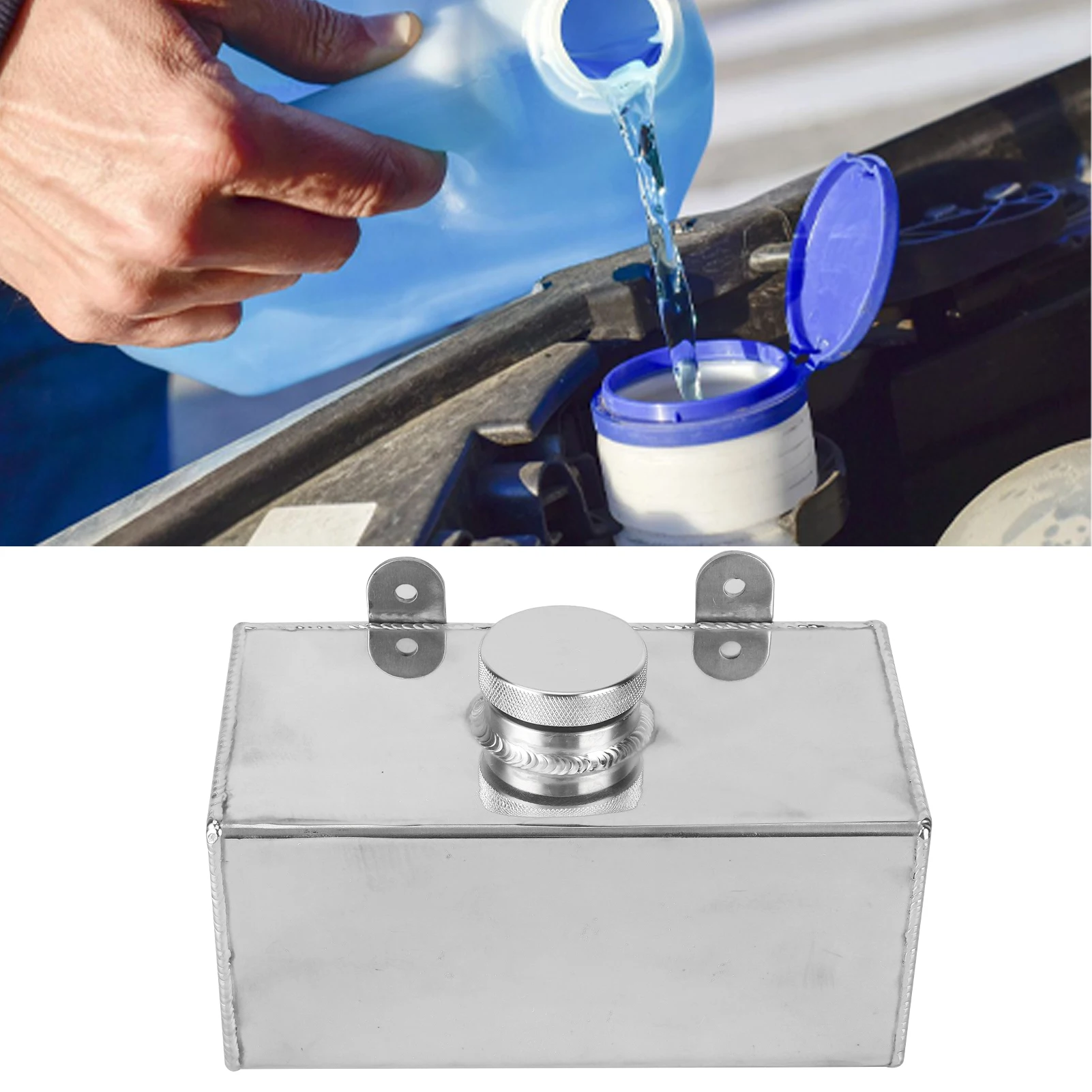 Windshield Washer Reservoir Aluminium Windscreen Washer Bottle 2L Polished Intercooler Spray Car Parts