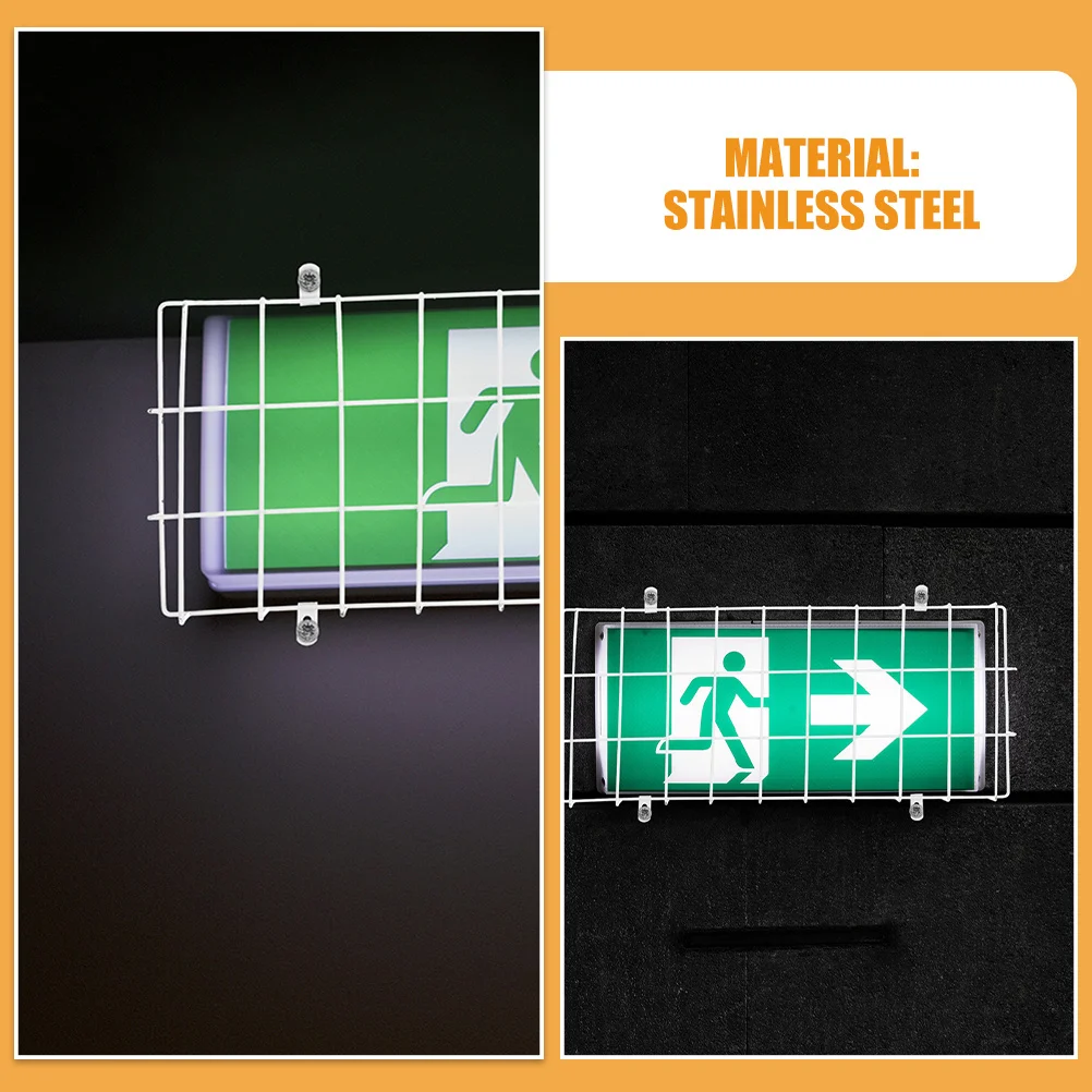 2 Stück robuste Notfall-Ausgangslicht-Schutzabdeckung aus Edelstahl zur Wandmontage, Drahtschutz, Schutzschild für Notschilder