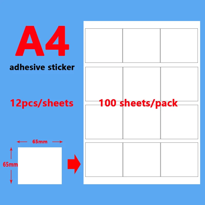 A4 Writable Address Labels Self-Adhesive Name Sticker Package Label Tags for Inkjet/Laser Printer Splitting Paper