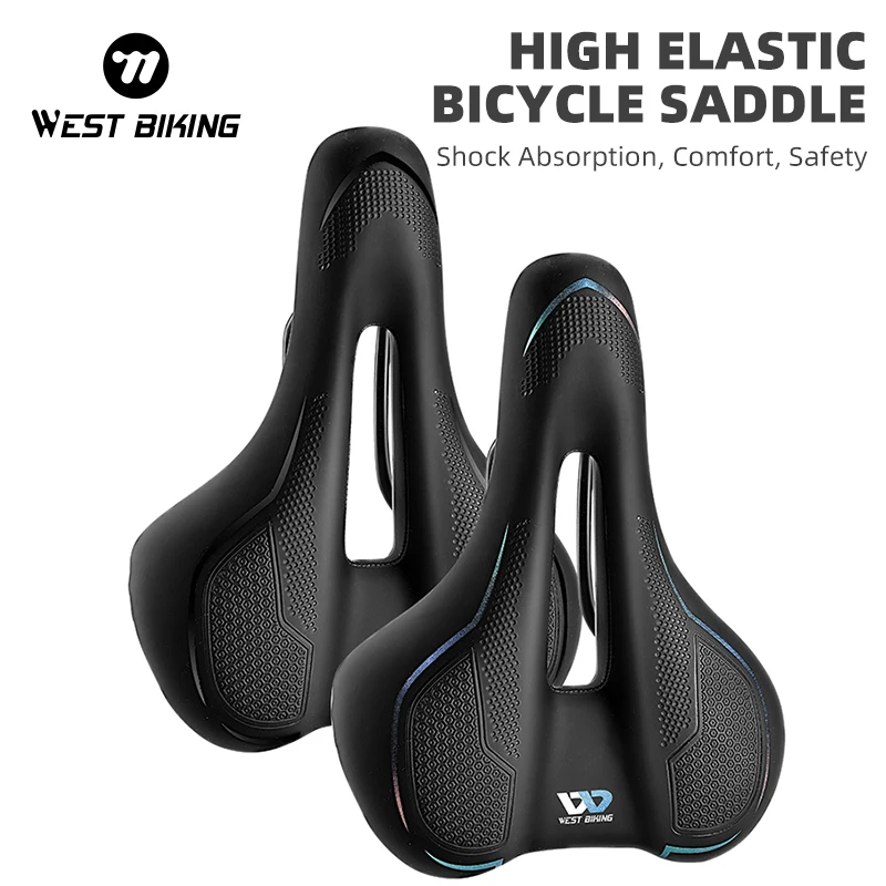 

WEST BIKING Bicycle Saddle Thicken Comfortable Shockproof Cycling Seat Hollow Non-slip Soft Cushion Travel MTB Road Bike Saddle