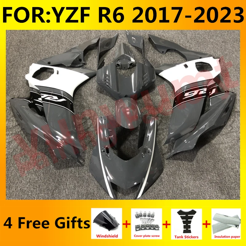 

Новый комплект обтекателей для мотоцикла ABS подходит для YZF R6 YFZ-R6 2017 2018 2019 2020 2021 2022 2023 комплекты обтекателей кузова серый белый