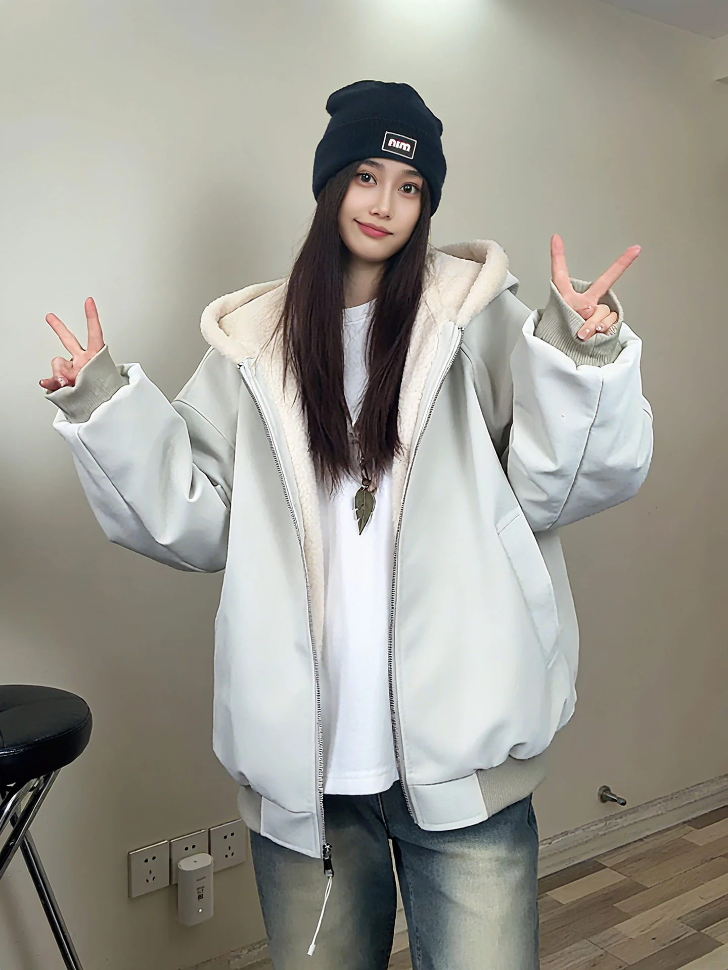 معطف شتوي للرجال من Thiened Fce مبطن بقلنسوة من جلد البولي يوريثان معطف من القطن مع ياقة من الفرو ملابس خارجية غير رسمية للشباب #1