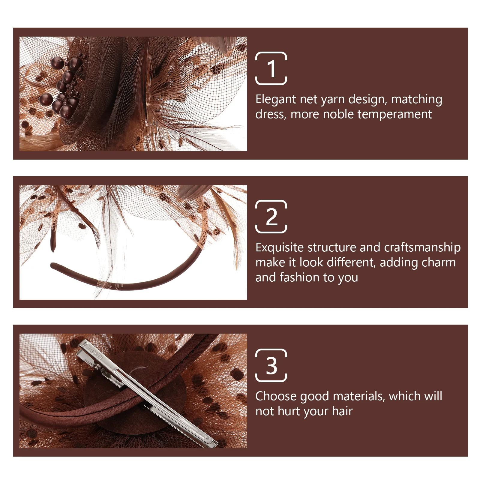 

Retro Hair Accessories Plume Headband Beaded Mesh Flower Headdress Wedding Bridal Decor Vintage Hairstyle Tools Elegant Bun