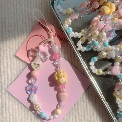 Kawaii Phone Strap Korean Fashion Girl Short Wrist Bracelet Phonr Lanyard Lovely Phone Pendant Cute Phone Accessories