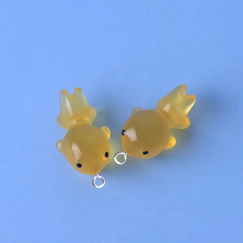 10 Pieces Colorful 3D Luminous Goldfish Resin Pendants, Tiny Fish Charms Accessories to DIY Earrings Necklaces Keychains