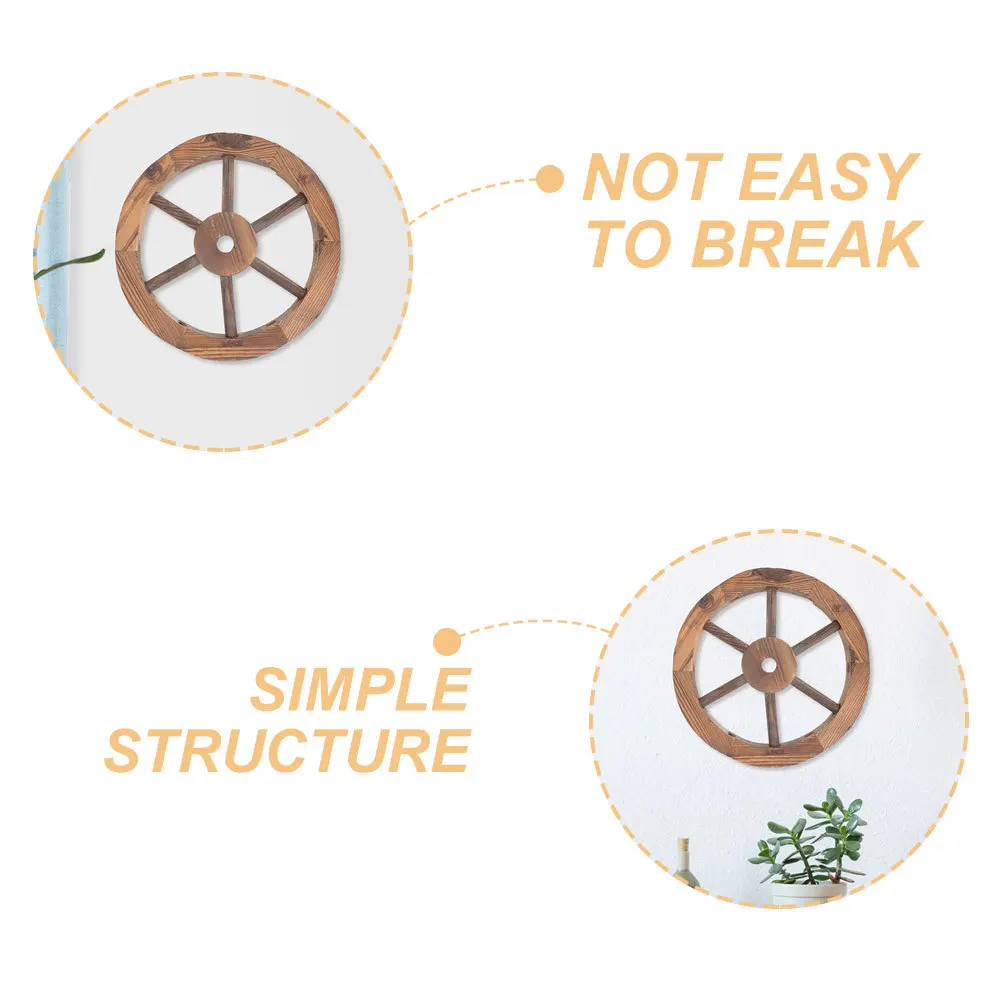 

Wooden Wheel Wall Decor Rustic Wagon Wheel Decoration Vintage Wood Wall Art for Indoor Room Office