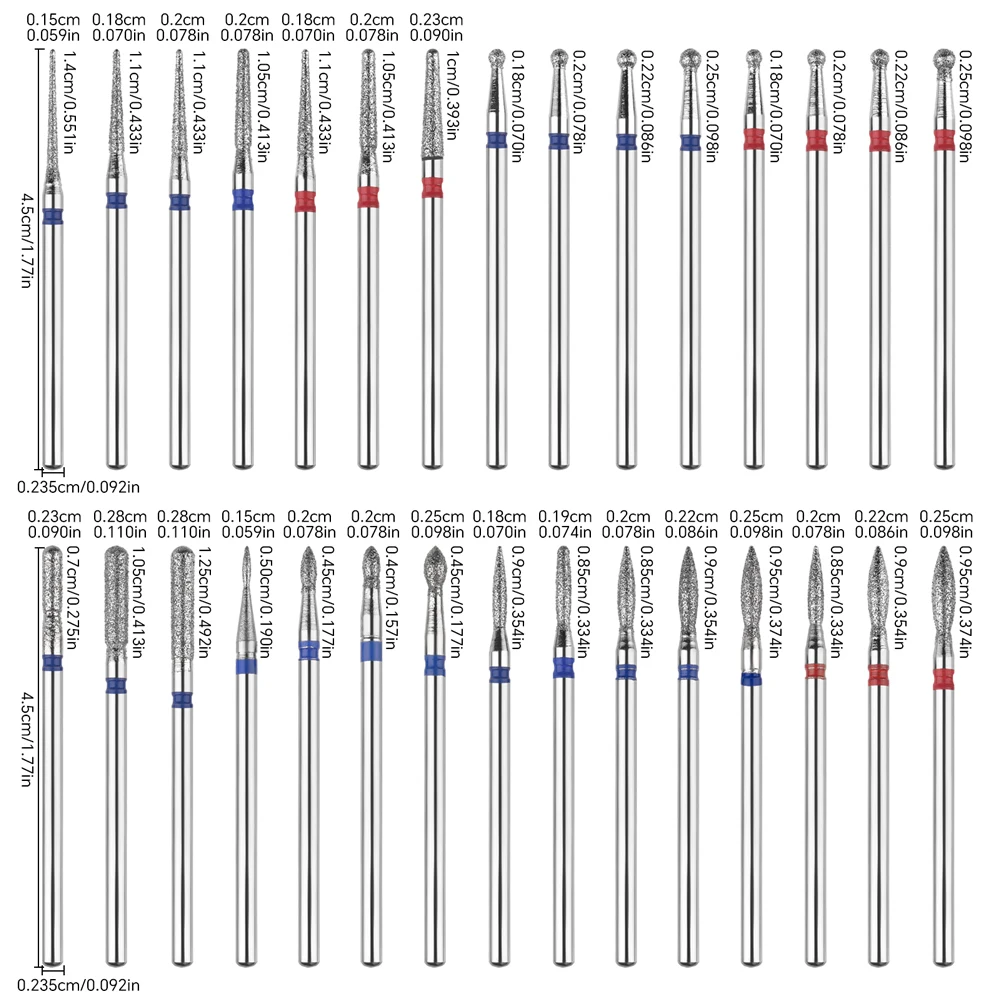 30PCS เพชรเจาะเล็บ Bits ชุดโรตารีไฟฟ้าเครื่องเจาะเล็บเครื่องตัดเล็บเท้าขัด Strong แฟ้มเล็บ