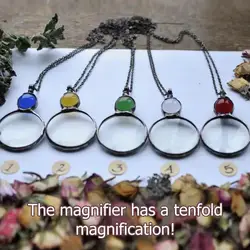 Necklace Magnifier Decorative Monocle Necklace Magnifying Glass Pendant Crystal Lock Metal Chain Necklace For Women Jewelry Gift