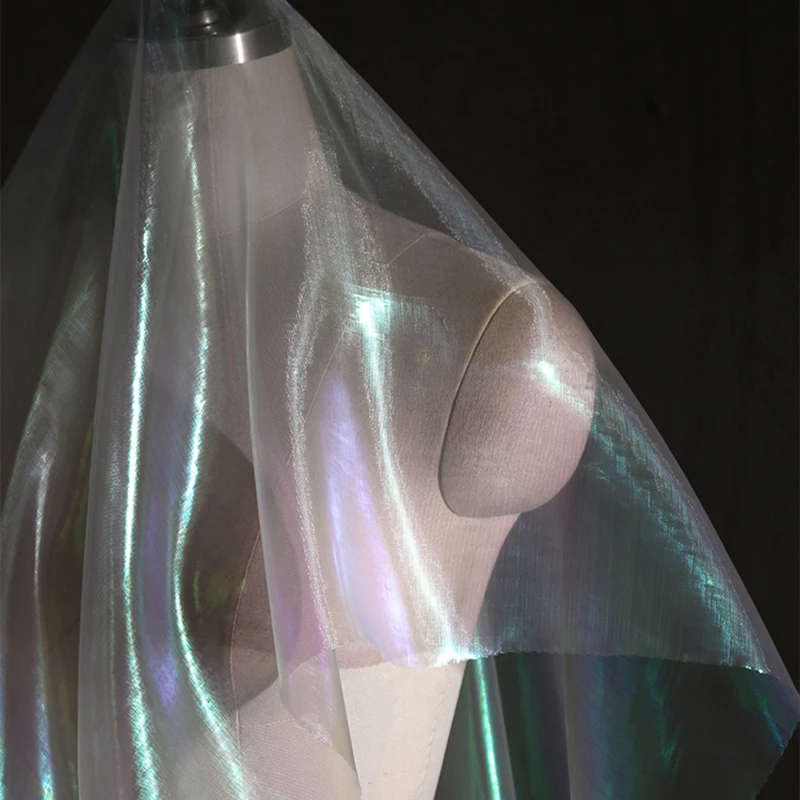 

Прозрачный тюль из органзы с градиентом лазера, дизайнерская ткань, платье, детская одежда, ткань для фотографии, свадебный фон