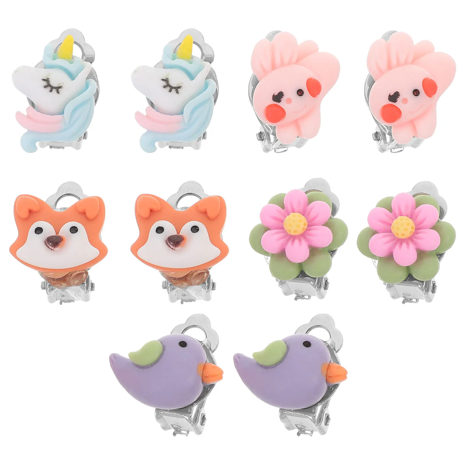 

5 Pairs Ear Clips Creative Jewelries Little Girl Jewelry Set Little Girls Earrings Clip On Kids Accessories Birthday Gifts