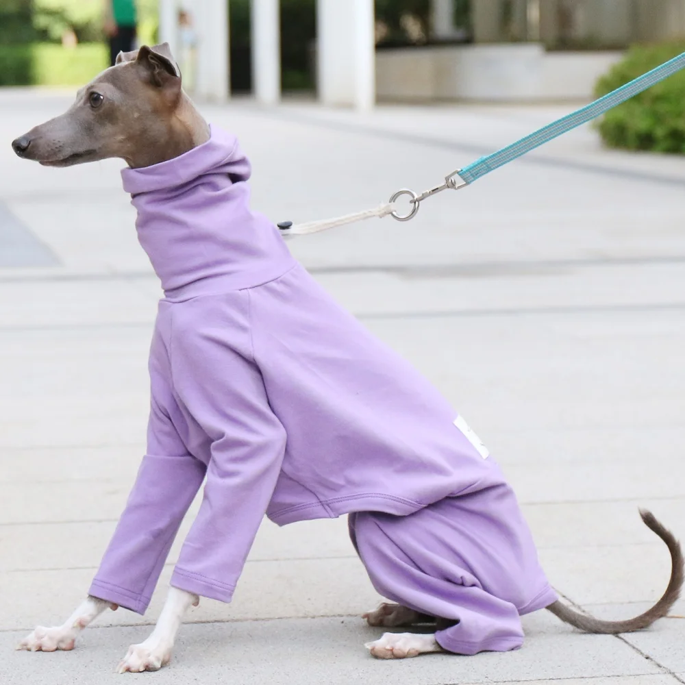 

Одежда для средних собак, зимнее теплое хлопковое серое пальто на 4 ножках для итальянского борзой, уиппет, толстовка с высоким воротником для пехолодии