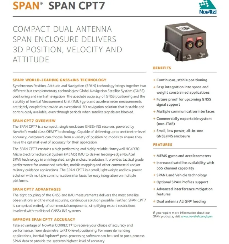 SPAN-Precisão Fibra Óptica, Precisão Óptica, MEMS Volume, Integrated Navigation System, CPT7