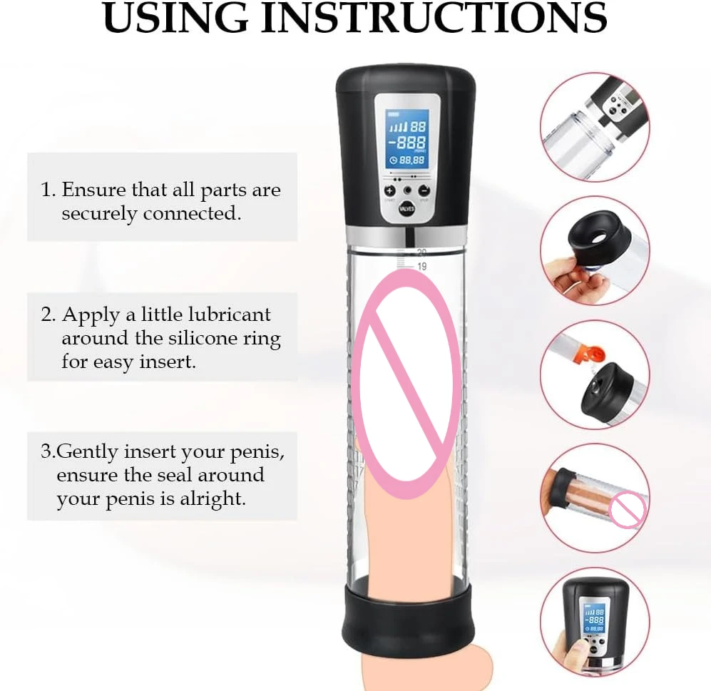 Male Penis Pump Sex Toys, Automatic Enlargers & Extend Pump with LED Display, Adult Toys for Men Penis Entender Erection Pumps - view 2