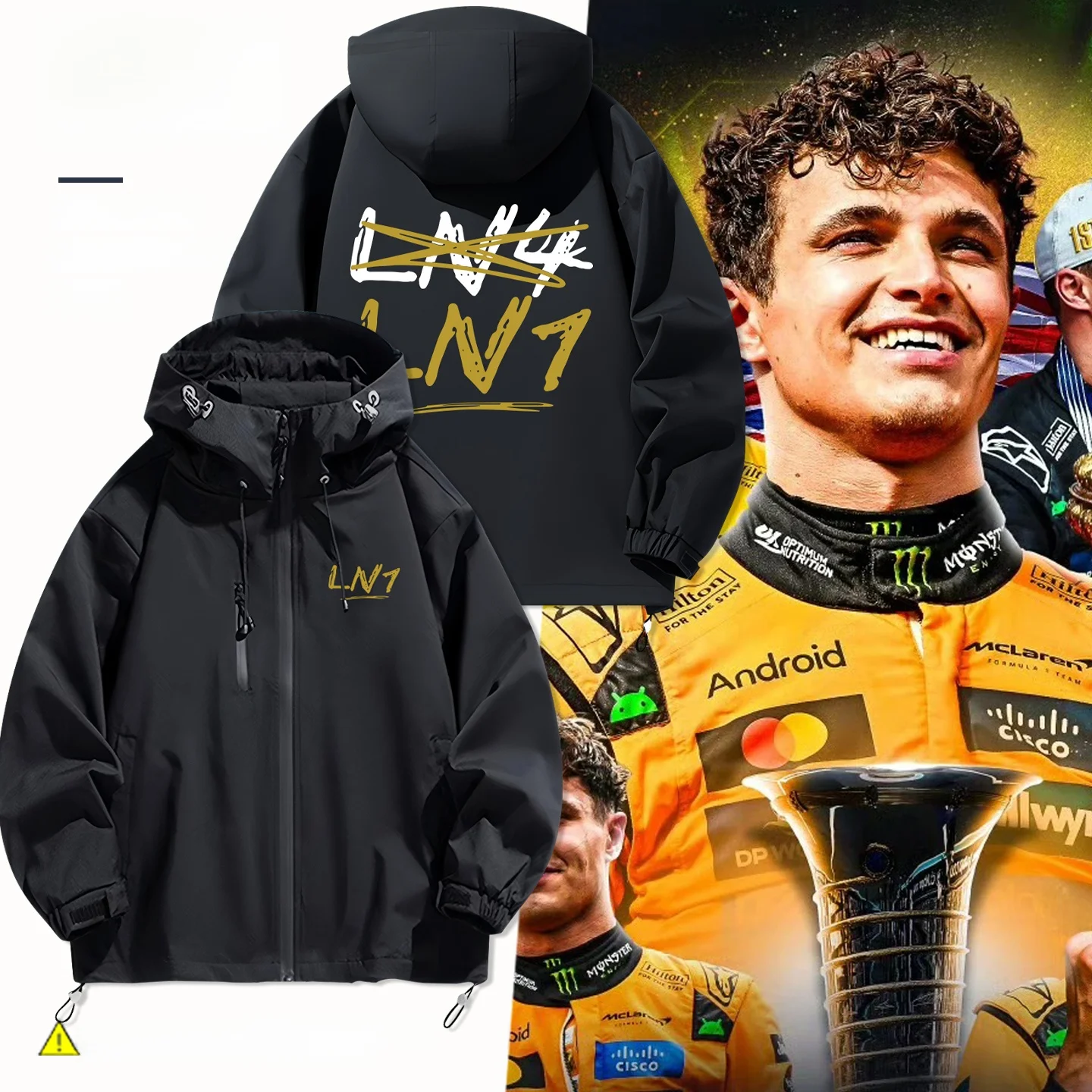 veste-mclaren-f1-team-lando-norris-unisexe-sweat-shirt-sportif-a-capuche-fibre-de-polyester-manches-longues-fermeture-eclair-coupe-vent