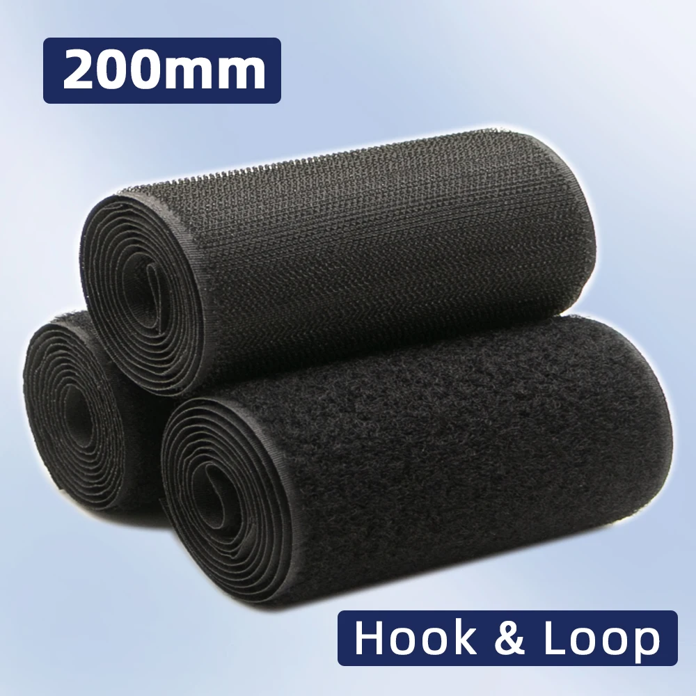 

Baiann 200mm Width non-adhesive Hook and Loop fastener Tape Sewing-on the hooks non-adhesive Magic tape DIY Black