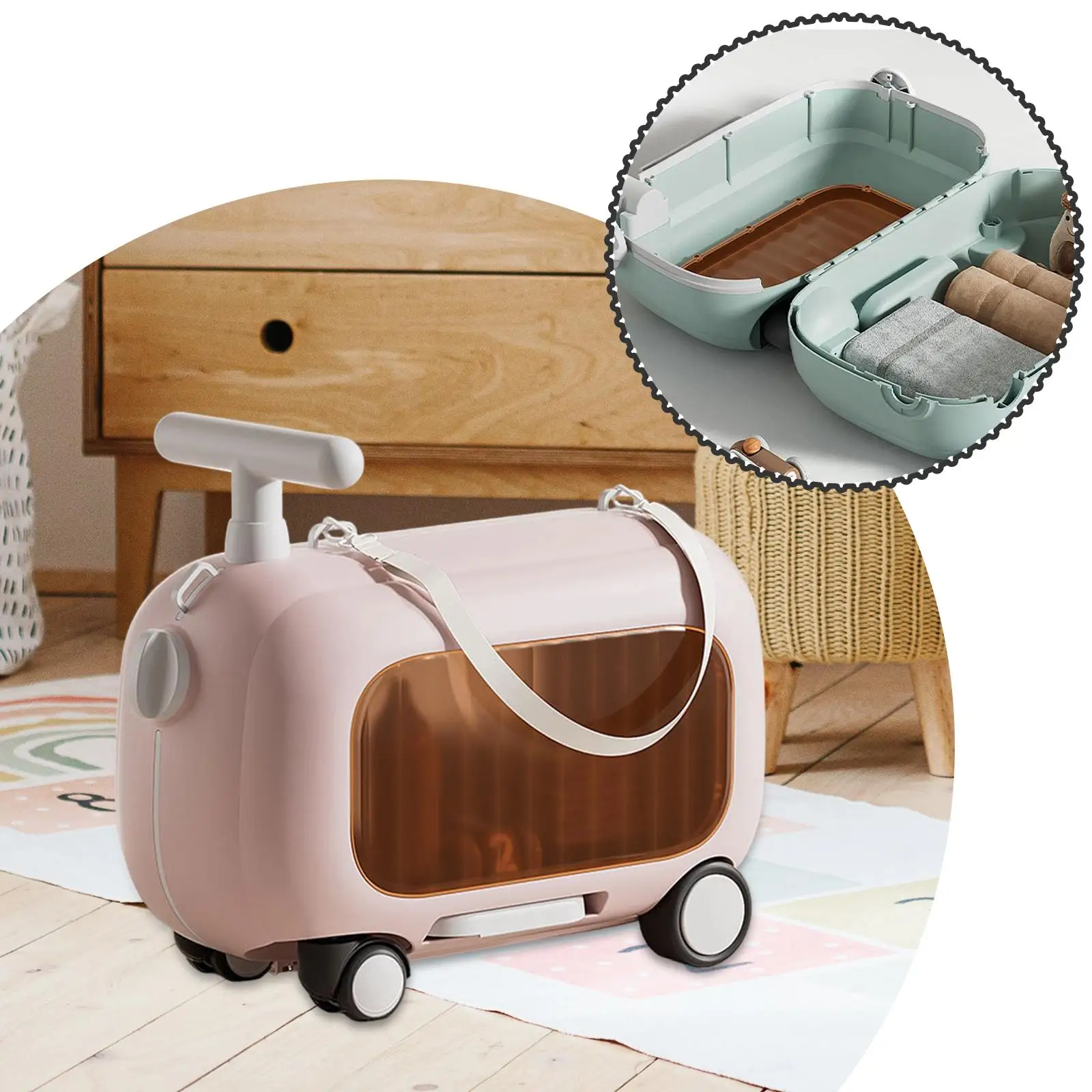 Maleta de viaje Estuche de viaje con ruedas Equipaje rígido Almacenamiento de maleta con ruedas para niños y niñas