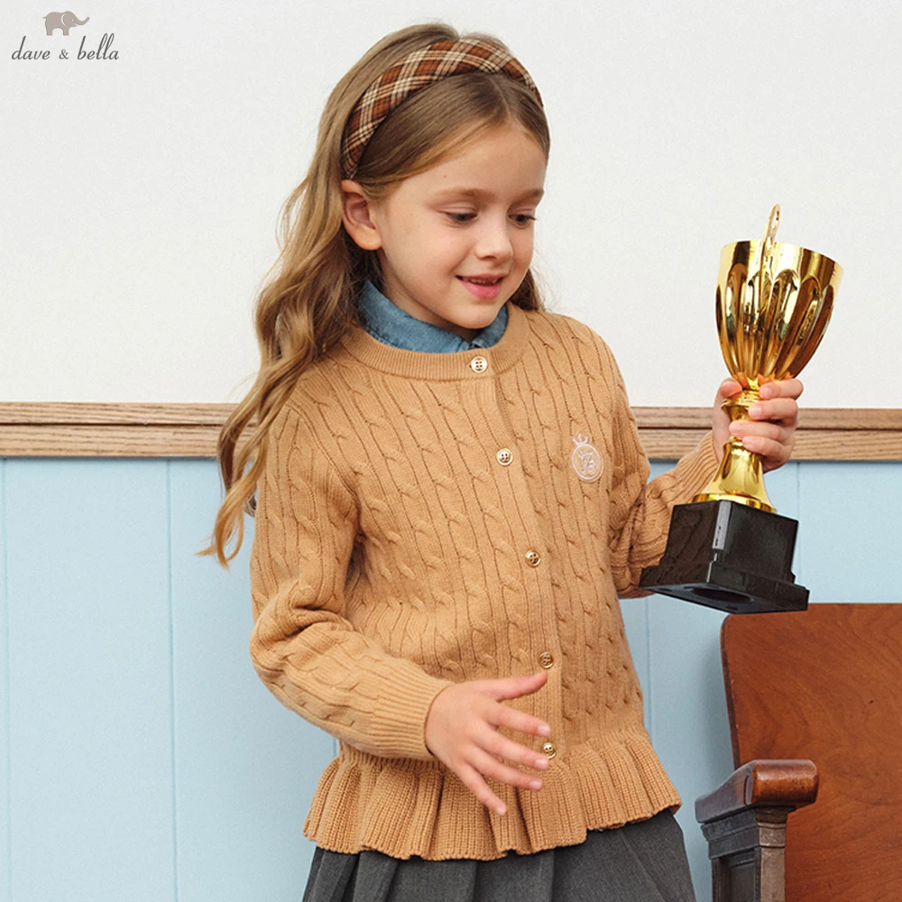 

Dave Bella Girls Autumn Winter Cardigan Sweater Children Spring Long Sleeve Knitted Sweater Kids Outwear Coat DK3243550