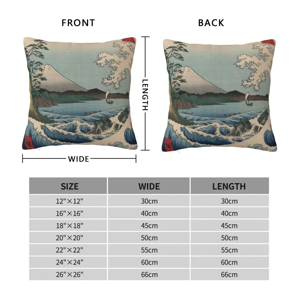 Ando Hiroshige Sea At Satta Suruga Province Square Pillowcase Polyester Linen Velvet Creative Decor Sofa Seater Cushion Cover