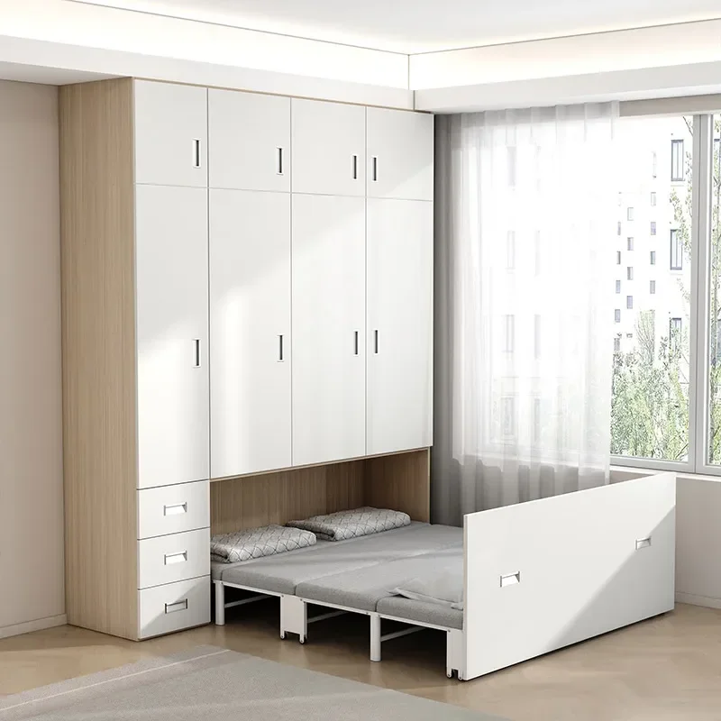Invisible bed household small apartment, 1.2 meters retractable folding, single bedroom study hidden bed wardrobe integrated