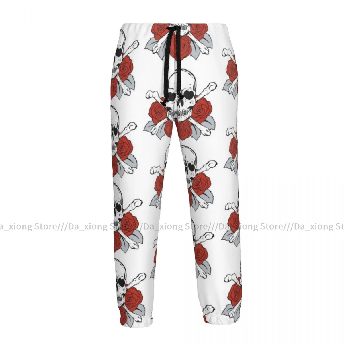 Men Pants Skulls And Roses Pattern Male Trousers Fitness Sweatpants Streetwear