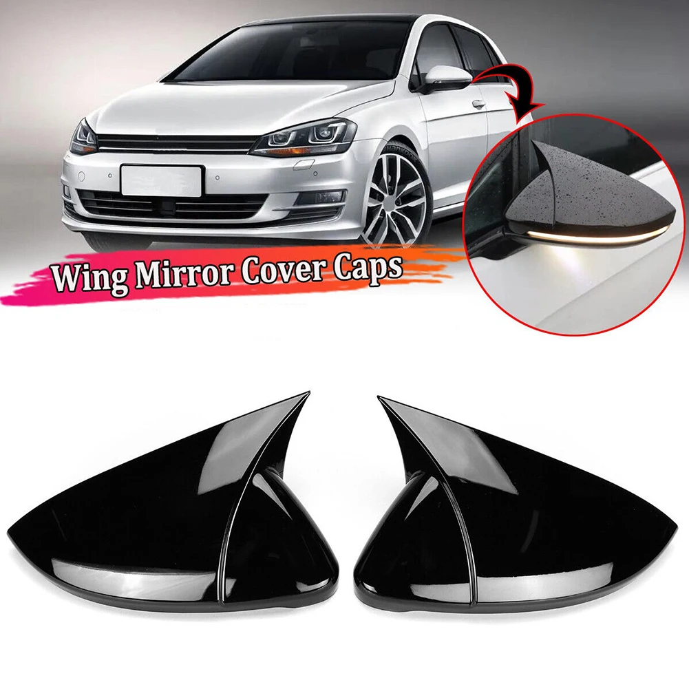 2Pcs Side Mirror Cover Caps Housing 5G0857537 5G0857538 Compatible For Golf Mk7 Mk7.5 GTD R 2014-2019 Exterior Parts