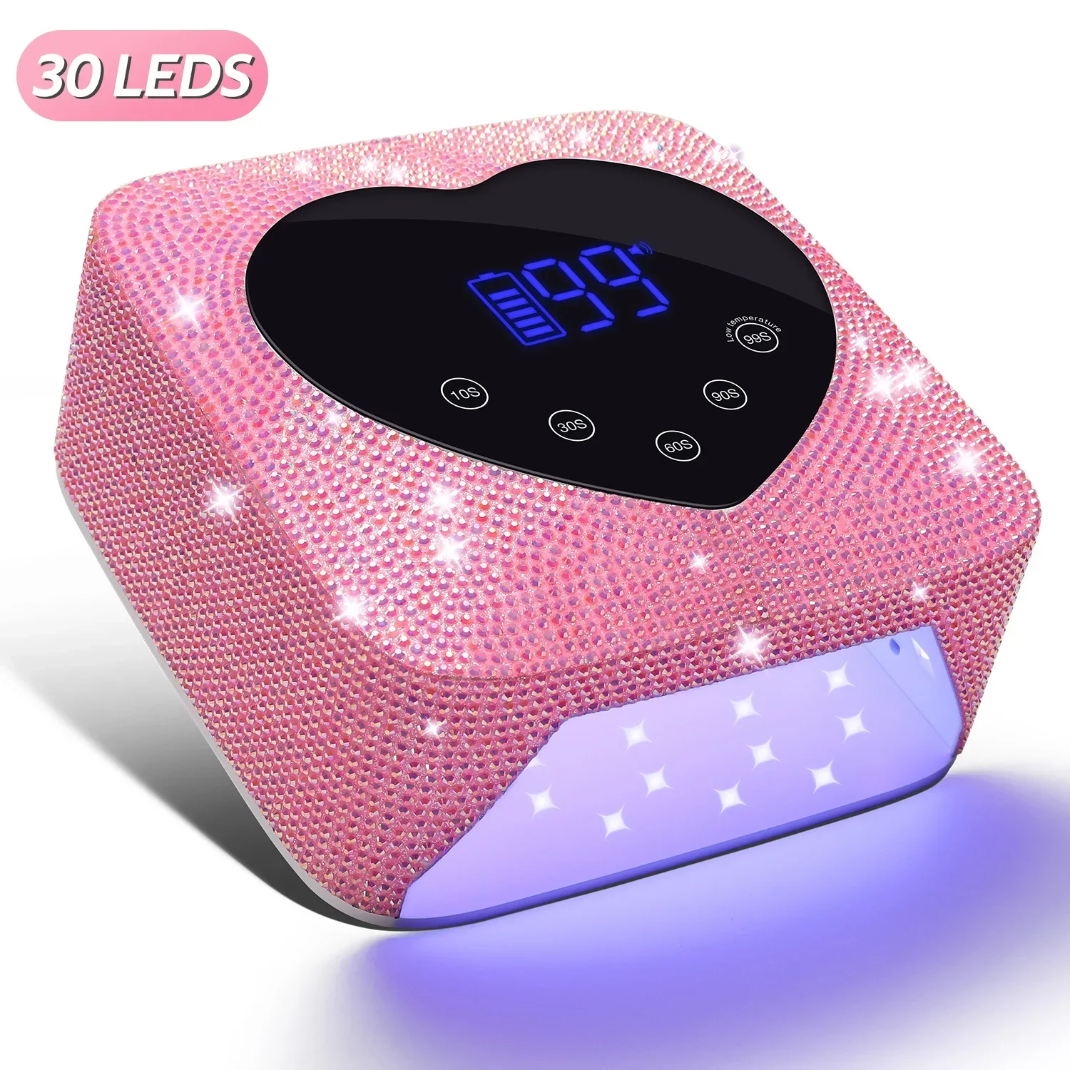 Cordless UV Nail Lamp Rechargeable 30 LEDs Nail Dryer with 5 Timer Settings UV Cabin Manicure Light for Nails Nail Salon Tools