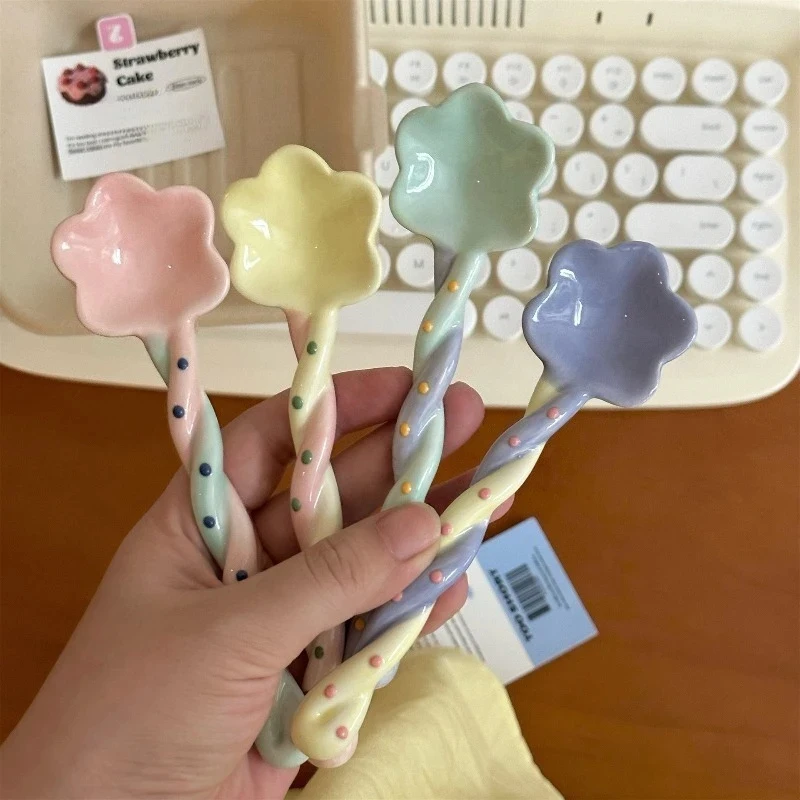 1PCS Eating Long Handled Small Spoon, High Aesthetic Ceramic Coffee Stirrer Spoon, Dessert Spoon Spoon Spoon, Household Spoon