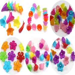 Craft DIY Mixed Bright Color Acrylic Bell Trumpet Flower Beads Cap Jewelry