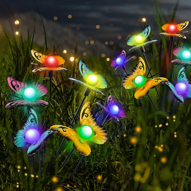 Solar Butterfly Lights Outdoor 12 LED Solar Firefly Light Waterproof Patio Garden Christmas Decorations 2023 Sale Garden Lights