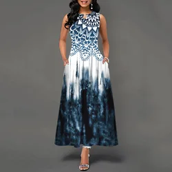 Bohemian Dress for Women 2023 Summer Boho Long Dresses Women Elegant Sleeveless Casual Floral Print Beach Party Maxi Dress D-5XL