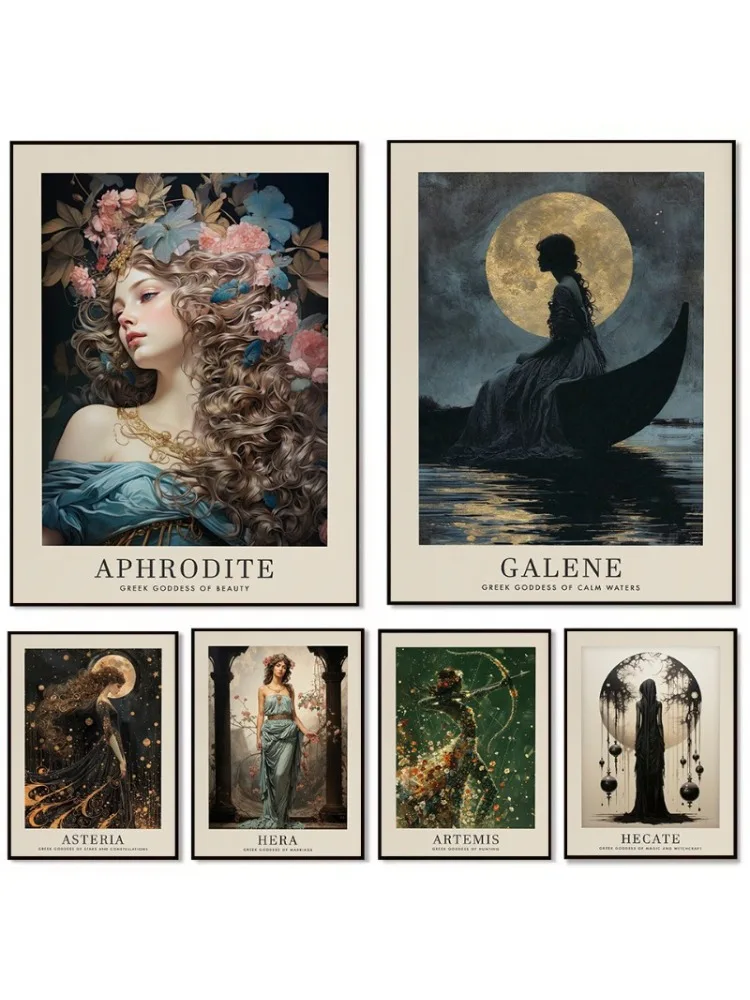 Affiche vintage classique de la mythologie grecque, déesse Aphrodite, Héra, Galène, peinture sur toile imprimée, tableaux muraux, décoration intérieure