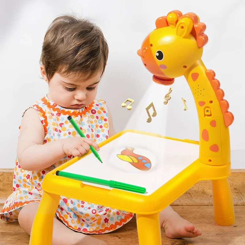 Children Led Projector Art Drawing Tablet Set Painting Tools Board Desk Writing Educational Toys For Girls Crafts Kids Learning