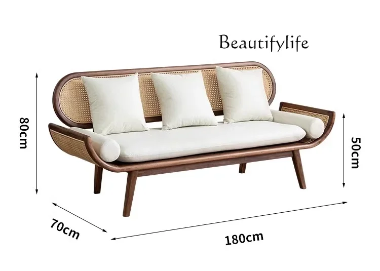 

Japanese rattan sofa and chair combination household small apartment multi-person sofa