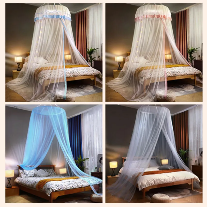 Hanging Dome Type Mosquito Net Ceiling Type Household Old-fashioned Installation Free Foldable Bed Valance