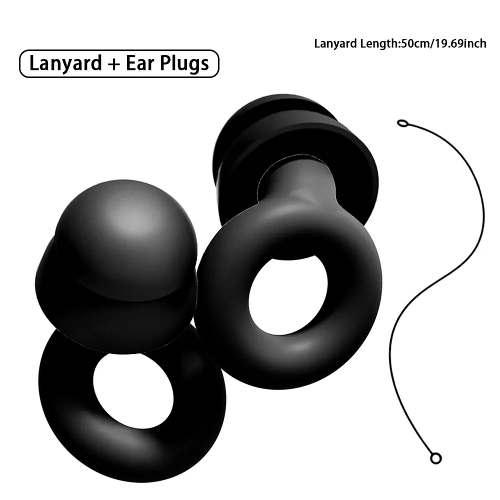 Bouchons d'oreilles en silicone double couche avec cordon pour éviter le bruit fort des foules lors des festivals, en silicone souple recyclable