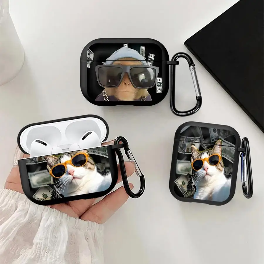 Earphone Cases Cover Case For Airpods 2 3 1 Pro2 Pro3 4 Pro Rich Cat Monkeys 