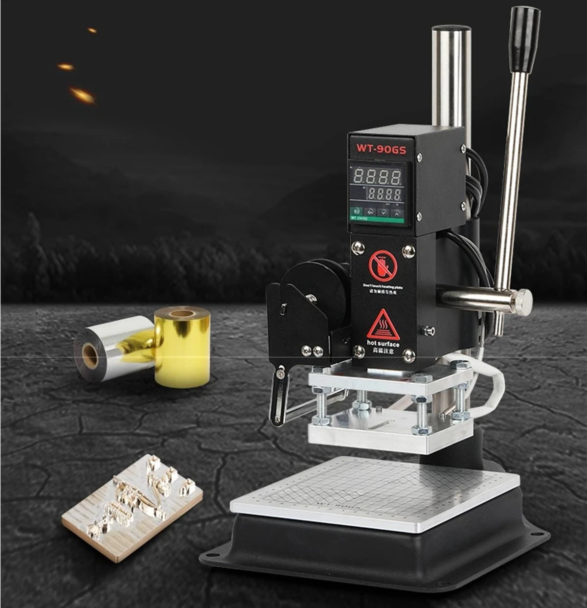 

Manual multifunctional hot stamping machine for leather, plastic, wood, WT-90GS solid type manual embossing machine