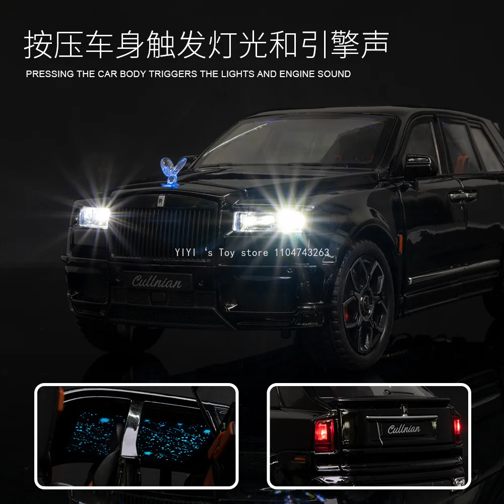 1:24 Rolls Royce Kurinan BB EditionโลหะผสมDiecastโลหะรุ่นรถดึงกลับเสียงและแสงของเล่นเด็กรถของขวัญขนาดเล็ก 30
