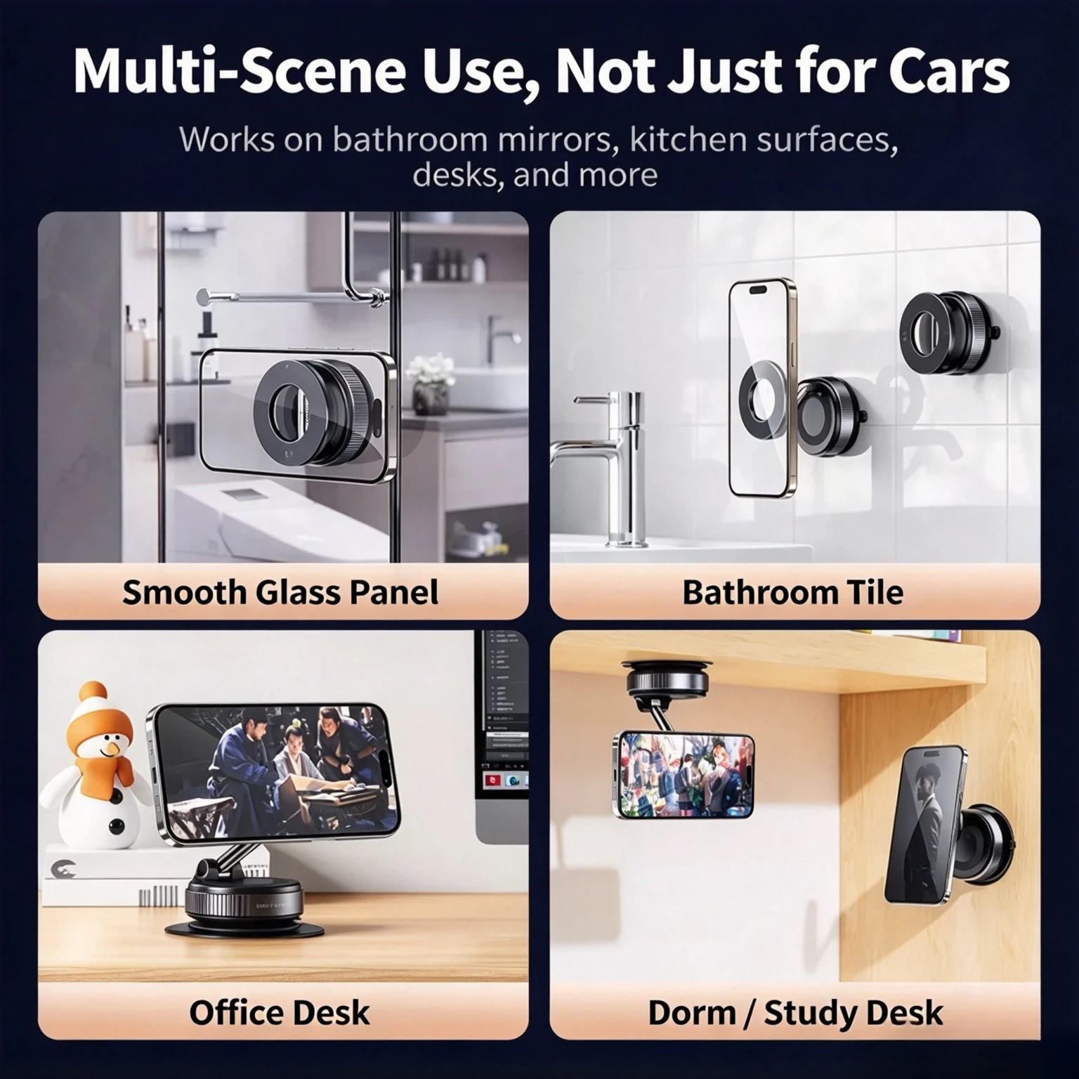 2026 New Magnetic Vacuum Suction Phone Holder, Foldable 360° Rotation Desktop & Car Phone Mount, Compatible with MagSafe, Portable Vlog Video Selfie Stand for Home & Travel