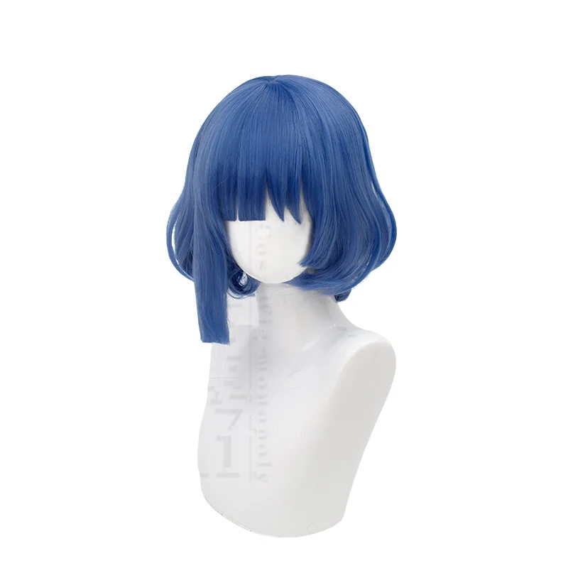 Peluca de Anime Bocchi The Rock Yamada Ryo Cos, pelo corto azul de 30CM, pelo sintético resistente al calor, pelucas de Cosplay para fiesta de