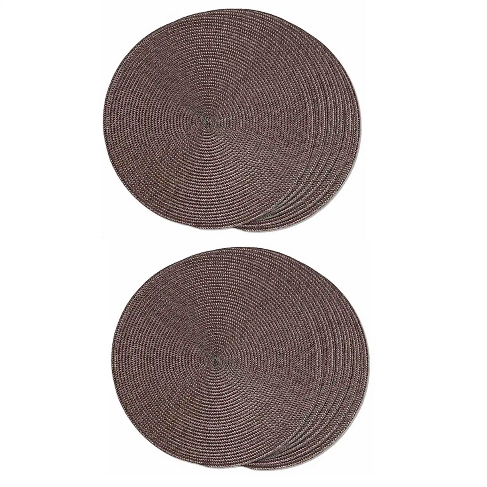 abug-丸編みプレースマット-12枚セット-ダイニングテーブル用テーブルマット-織物-洗える-滑り止めプレースマット-15インチ-ブラウン