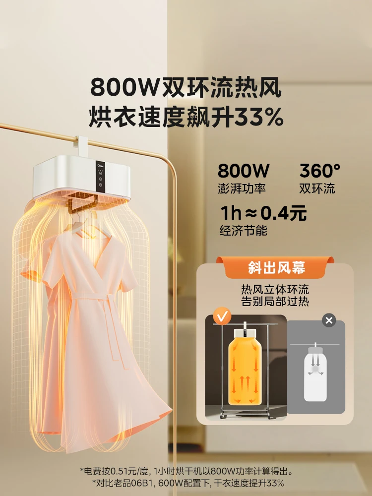 220V Midea Foldable Portable Clothes Dryer for Home Dormitory Compact Laundry Drying Machine