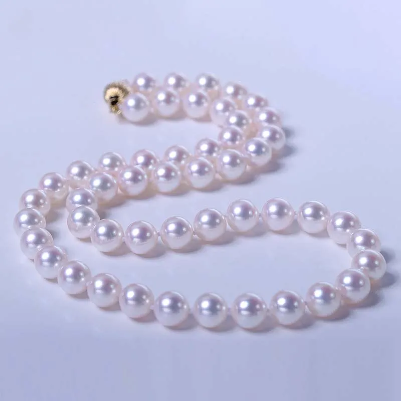 Natural Pearl  Necklace For Women,Real 14k Gold Round Pearl Necklace Wedding Jewelry Birde Fine Gift