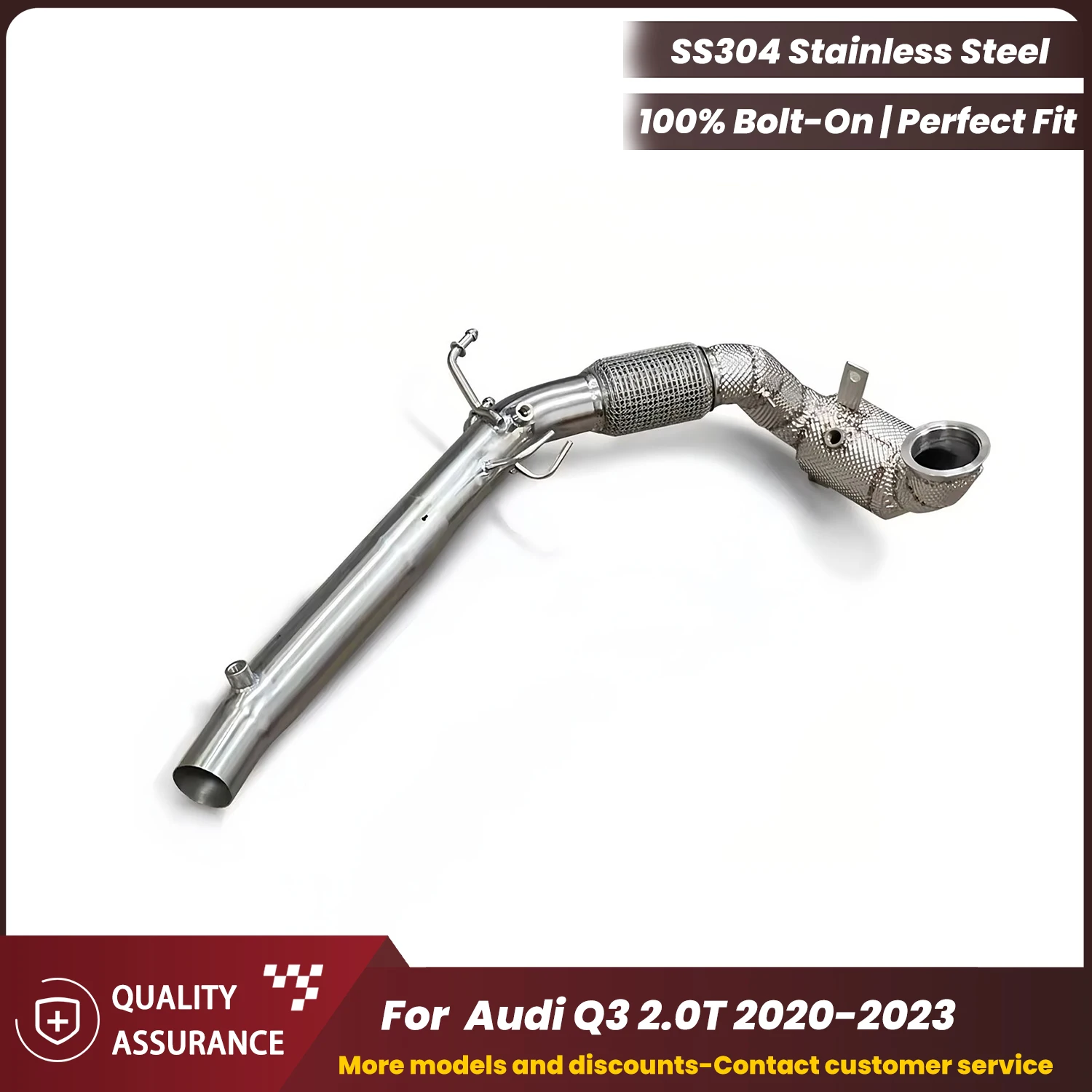 

Stainless Steel Downpipe for Audi Q3 2.0T 2020-2023 ECCF No Drone Plug & Play No Tuning Warranty Safe